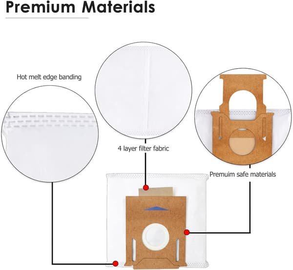 /#/8 Pack Vacuum Cleaner Bags Replacement for Ecovacs Deebot Ozmo T8/#/
