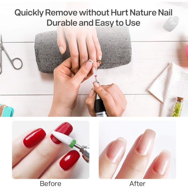 7 st Keramik Nagelfräsbits (Vita) Professionellt Set för att Ta Bort Acryl