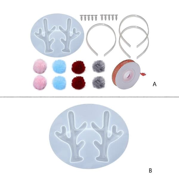 Blank Silikonhartsformar Trädgren Älg Hårnål Form DIY Nyckelringsformar