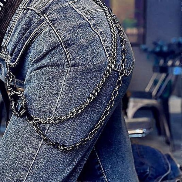Bæltekæde Punk Jeans Kæder Damecykler Gotiske Kæder til Jeans Hip Hop Bukser Jeans Kæde Lommekæde Herre