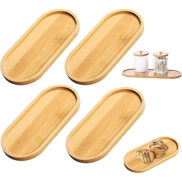 Oval Bambubricka 4 Delar Bambu Serveringsbricka Bambubricka Oval Bricka Serveringsbrickor Oval Tebrikca för Bröd Dessert Kex