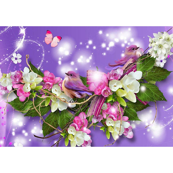 #Timanttimaalaussetti 5D DIY, 16x12 tuumaa, Violetit Kukat#