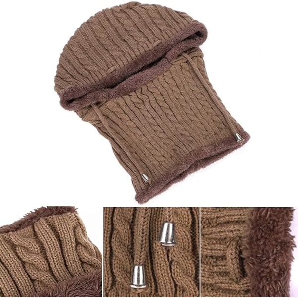 2-i-1 Varm Fleece-Mössa - Kaffe Vinter Halsvärmare Öronmuffar Cy