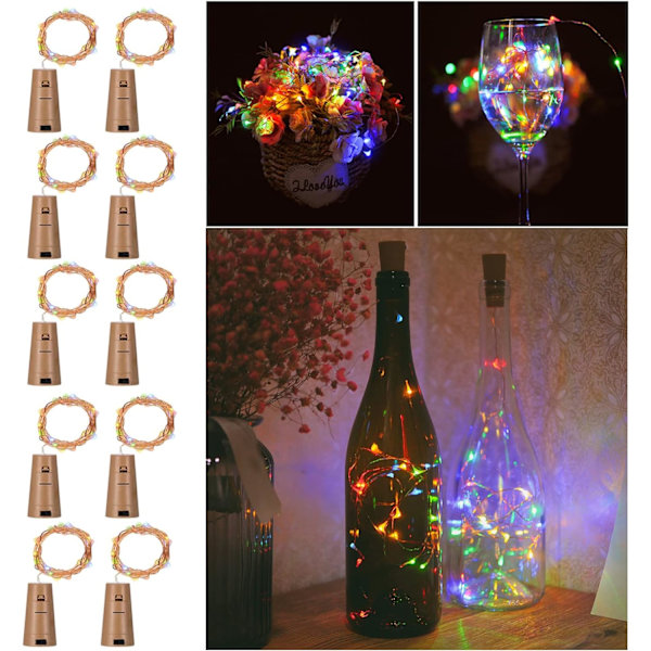 10 Pack Imitation Cork Koppar Stjärnformade Vinflaska Fairy Lights, B
