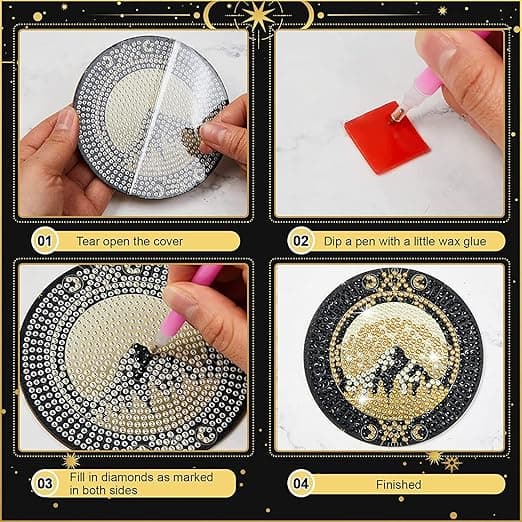 8 Genanvendelige DIY Tarot Maleri Underkopper, Tarot Underkopssæt m