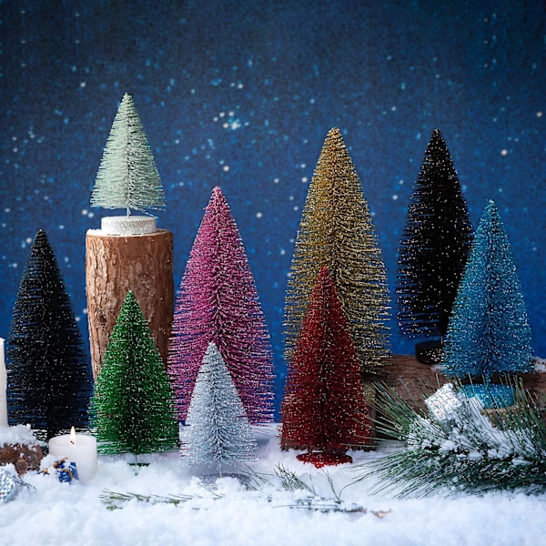 Farfi Bordsskiva Mini Julgran Flerfärgad Konstgjord Tall Dekor Med Bas För Jul Fest Hem Skrivbord 30cm Silver