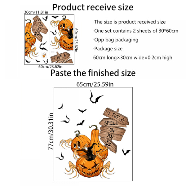 #Halloween-seinätarrat, 30 x 60 cm, 2 kpl pakkaus#