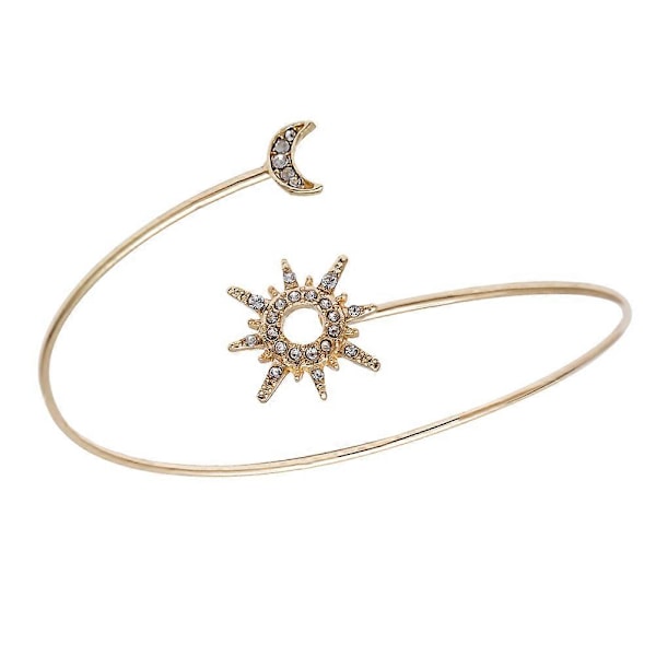 Geometrisk Armbånd Zirkon Armbånd Justerbart Håndsmykke Diamantsmykker Sol og Måne Formet Tilbehør for Dekorasjon Gullfarget