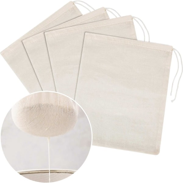Stykker Ostekluter Nøttemelk Sil Bomull Muslinposer Mesh Matposer for Yoghurt Kaffe Te Juice Vin (20 x 15CM)