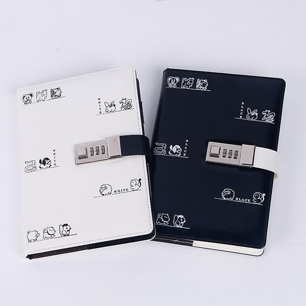 Hvit A5 Dagbok Med Lås Planlegger Refill Journal Agenda Passordbok