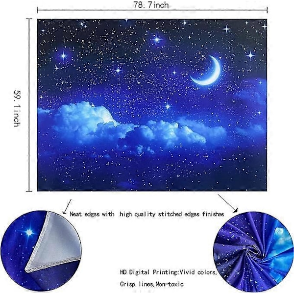 Natt Himmel Gobeläng, Mörkblå Kosmisk Stjärnklar för Sovrum Sovsal Vardagsrum Kontor Daglig Dekorativ Gobeläng Väggkonst Deco Gobeläng 150 cm x