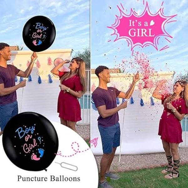 Set med 2 stora 36-tums latexballonger för babypojke eller flicka med