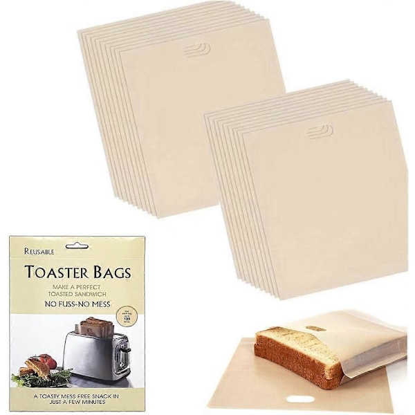 10-pack Återanvändbara Brödrostarpåsar Non-Stick, Rostade Smörgåspåsar, Tvättbara Toastpåsar för Smörgåsar Bakverk Pizza Kyckling