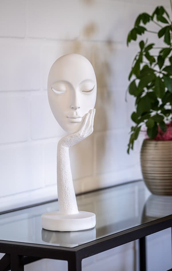 #Moderne skulpturfigur i harpiks \"Ansikt\"#