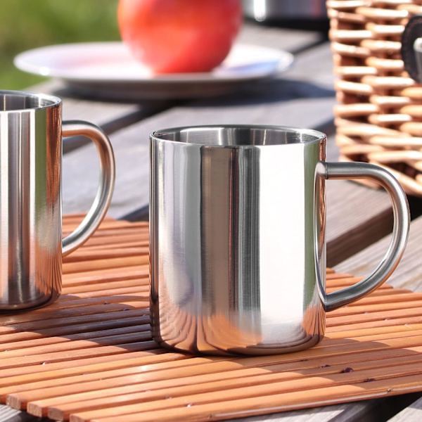 2 st rostfria termiska muggar - 300 ml per mugg - dubbelväggig