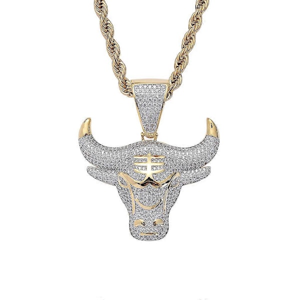 Hängsmycke Silver Guld Glänsande Cubic Zircon Herr Hip Hop Halsband Smycken Gåva