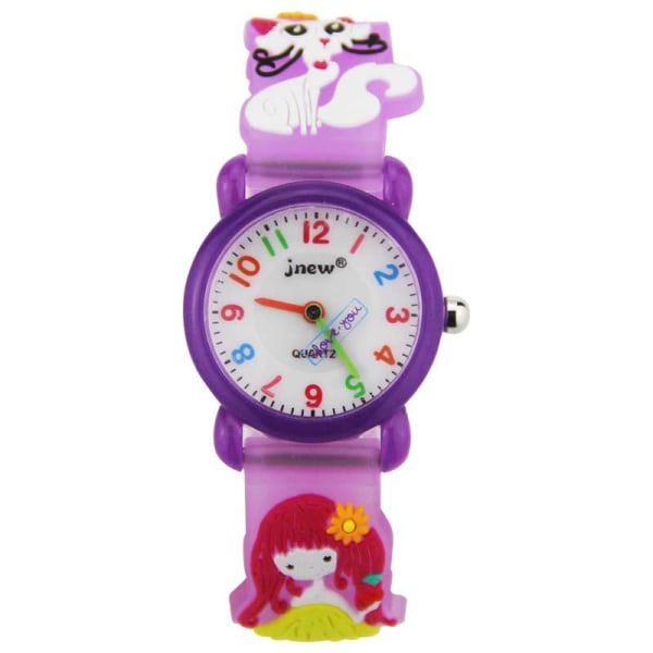 /#/Cartoon children's watch, waterproof, girl and cat,purple/#/