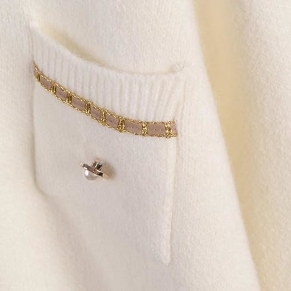 (farve:beige)Afslappet sweater cardigan formel knap strik frakke ele