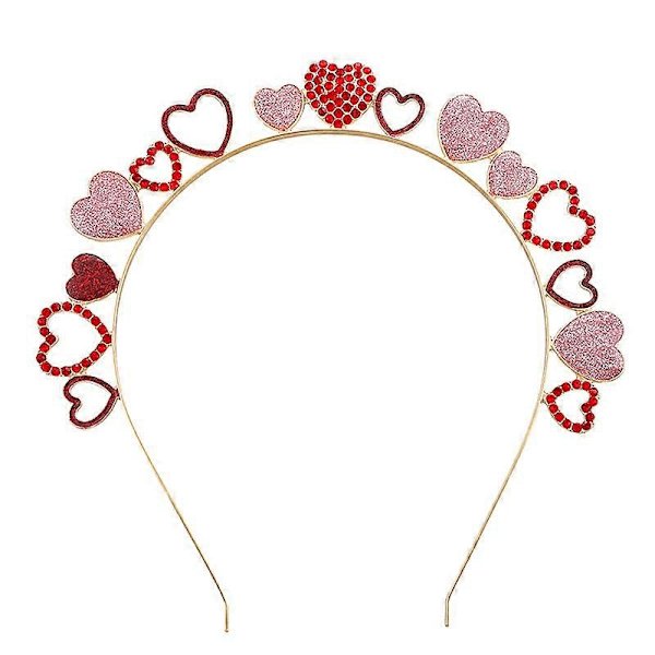 Valentinsdag Hårbøyler for Kvinner Jenter Glitter Rhinestone Hjerte Hårbånd Krystall Hjerte Krone Hårbøyle Tiara Hodeplagg Feriefest Dekor