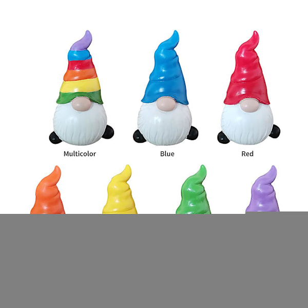 Mini Dvärgalv Staty Skulptur Miniatyr Landskap Harts Ansiktslös Docka Tomte Staty Hem Trädgård Hantverk Dekoration Regnbåge