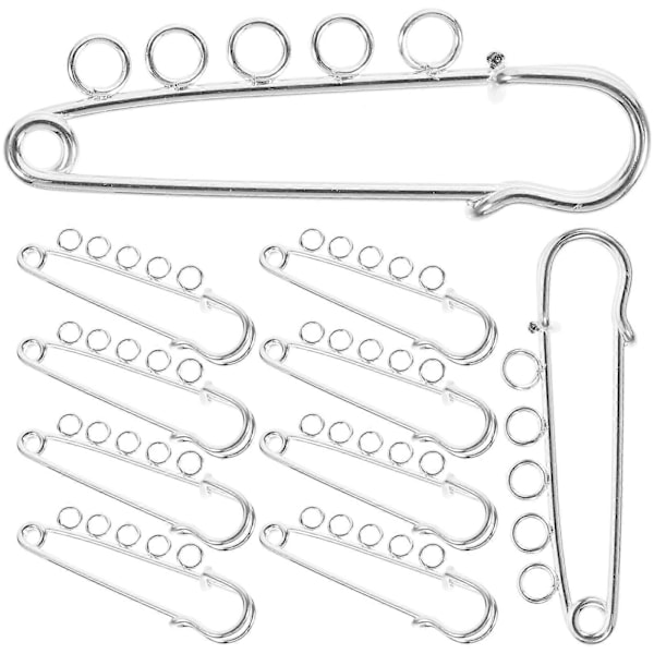 10 stk. Brosjefester Sikkerhetsnåler med hull Metallnåler Brosje for DIY