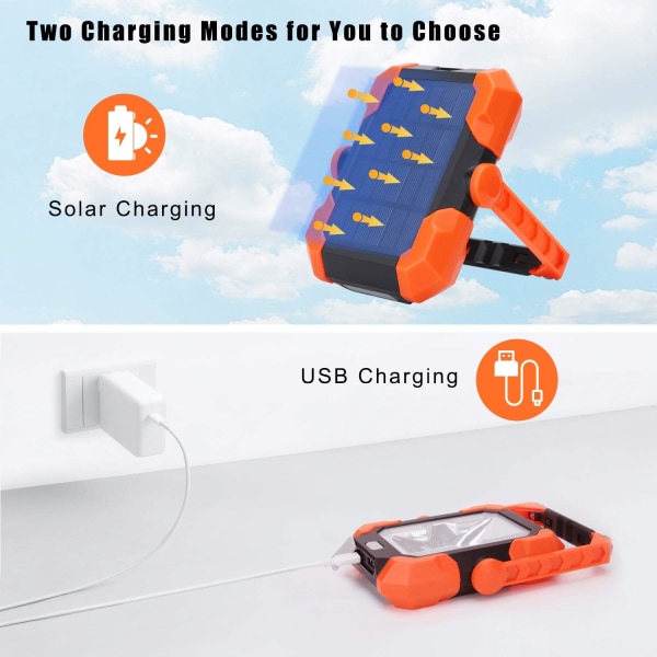 *Uppladdningsbar LED-strålkastare USB solcellsladdning Byggarbetsplats*