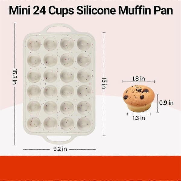 2-pack Mini Muffinplåt, Förstärkt Ram Mini Cupcakeformar 24 Koppar Nonstick Mini Muffin Silikon Mo