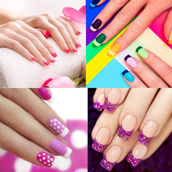 #12 st French Nagelstickers Vita Franska Naglar Självhäftande Sticker Tips Leende Linje Guide Nagelkonst Linje Dekaler för Manikyr Dekoration#