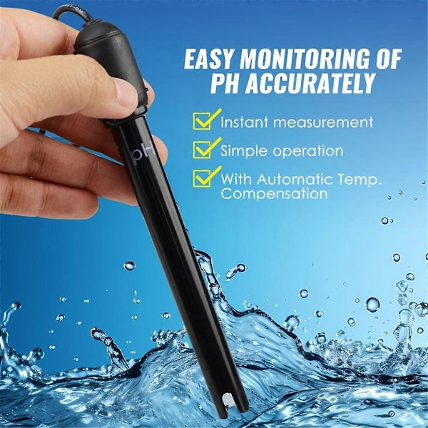 PH Elektrode Sensor Probe Vannanalysator Vanntester PH Probe for Akvarium Hydroponikk Industri Eksperiment 300cm Kabel