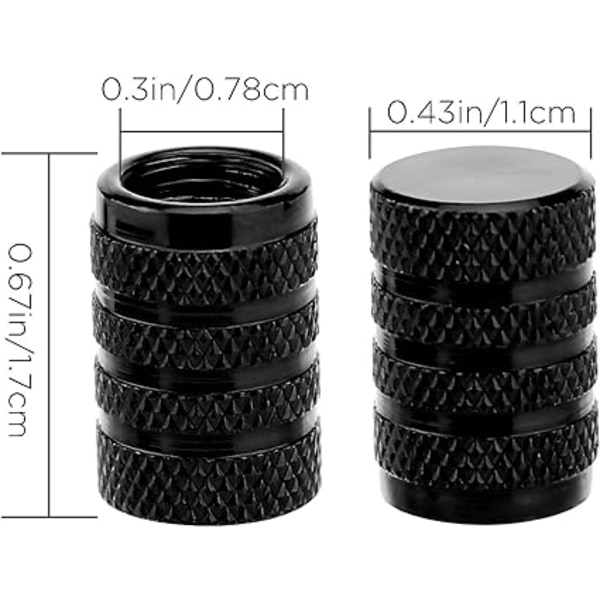 8st cover (svart), universal däckventil i aluminium