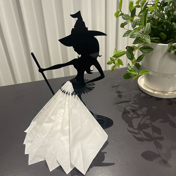 Halloween Häxa Staty Servetthållare Vävnadsdispenser Ornament För Samling
