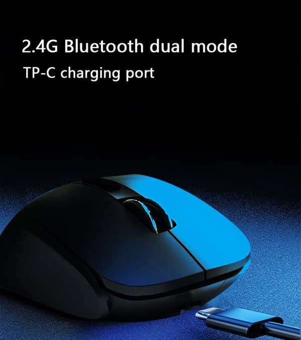 #Hvit Ladbar Trådløs Dobbel-Modus Bluetooth Mus#