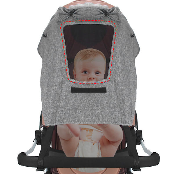 #Grå Universal Solsejl til Barnevogn Kaleche Solsejl Markise til Bærestol Pram UV 50+ Justerbar Solbeskyttelse Bassinet med Opbevaringspose#
