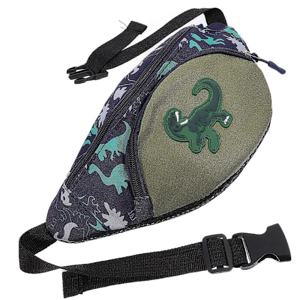 Casual Myntbörs Barn Midjeväska Portabel Crossbody Bröstväska Axelväska Dinosaurie Midjeväska för Barn (Grön)