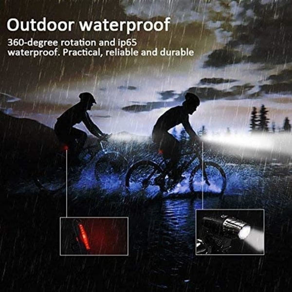 Sykkellys, Sykkellys foran og bak IPX6 Waterproof Bike Lig