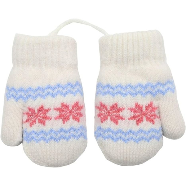 Vinterhandskar för barn Varma Unisex Vantar Stickade Snöflinga med N
