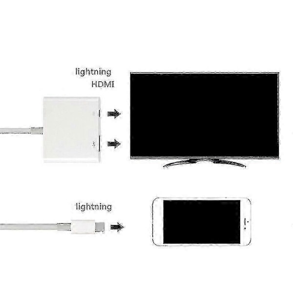 8-nastainen Lightning–HDMI-sovitin iPhone & iPad -laitteille – Digitaalinen AV-kaapeli, yhteensopiva iPhone 7/8/X -mallien kanssa