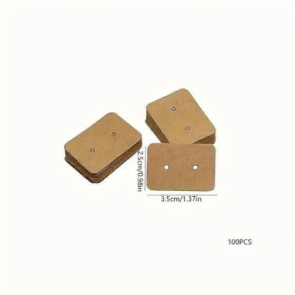 200 st Rektangulära Örhängeshållare Kartongpapper Örhänge Stud Display Stativ 2,5cm x 3,5cm för Bröllopsgåvor Brun