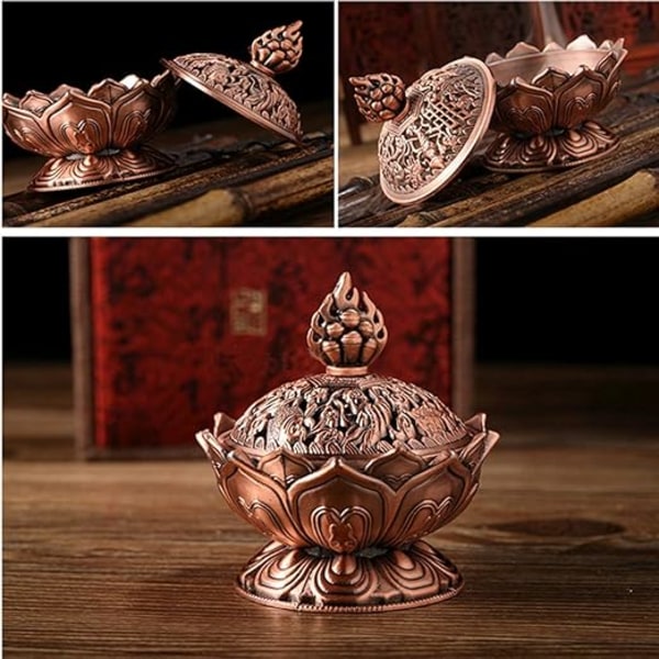 Lotus Røgelsebrænder Vintage Mini Røg Legering Keglebrænder Censer B