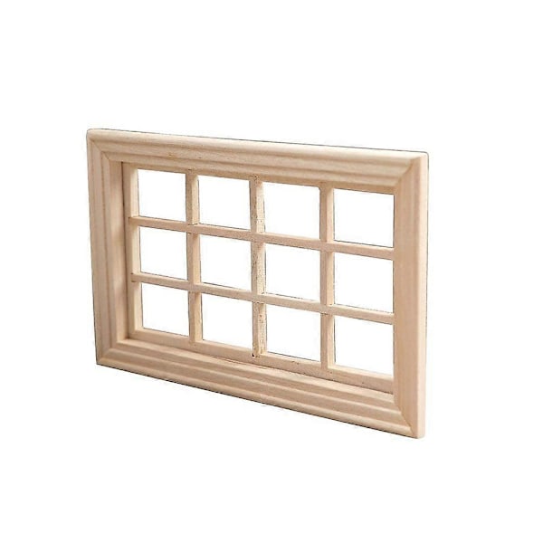 Dekorativ Mini Fönsterram Modell Mini Hus Dekor Scen Layout Prydnad (Beige)