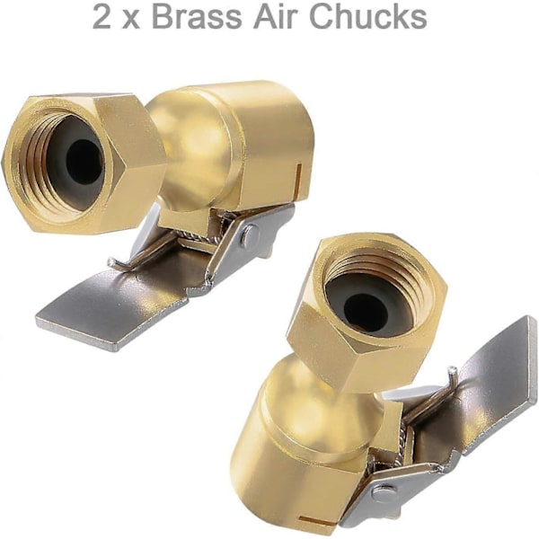 2 st Luftchuck, Kraftig Låschuck för Däck med Stängd Flöde och Clip för Inflator Mätare Kompressor Tillbehör, Gul