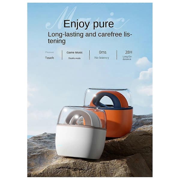 Hængende Øre Bluetooth Headset Åbent Bluetooth 5.3 Trådløst Støjreducerende Headset Trådløs Opladning Øretelefon Sort