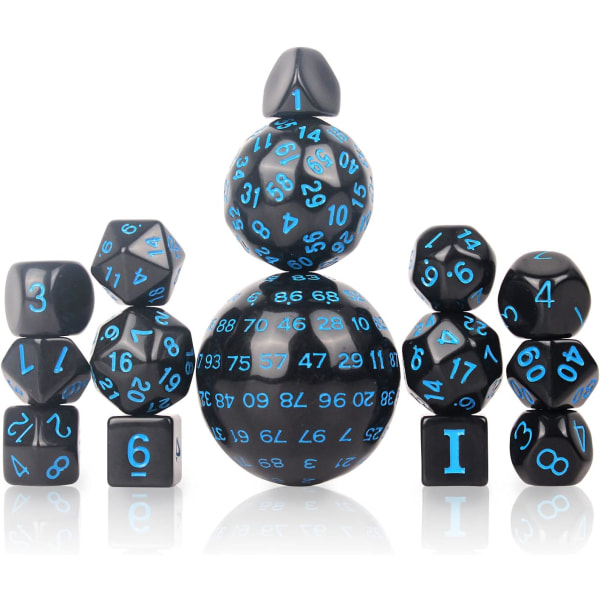 Terningsett, Rollespill Terninger, Polyhedral Terningsett med 15 stk D3-D10