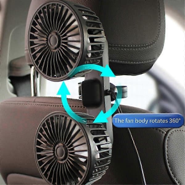 Bil Bageste Dobbelt Hoved Ventilator F4207 USB Interface Bil Multifunktionel Praktisk Bilventilator