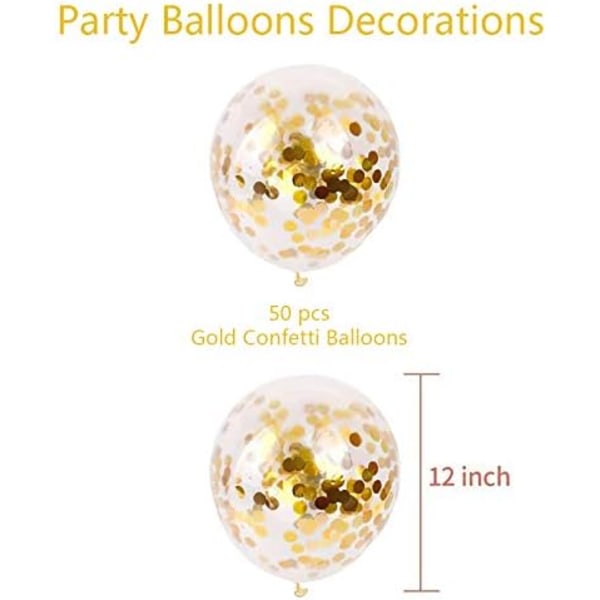 Guld Konfetti Ballon, 50 stk 12 tommer Latex Party Balloner med G