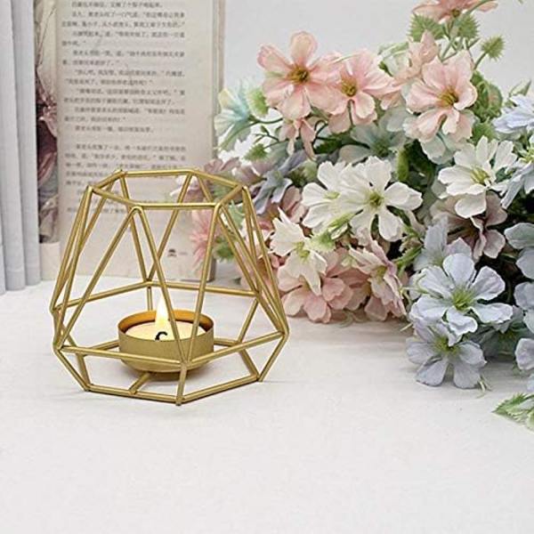 *Kreativ ihålig geometrisk guld järnljusstake bröllopsbord D*