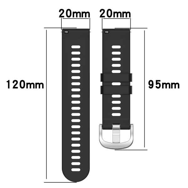 1 kpl (musta) Watch ranneke 20mm, Quick Release Silicone Watchba