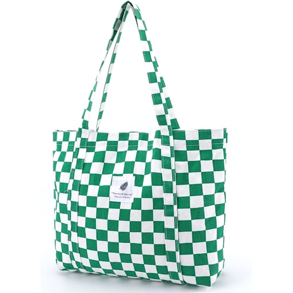 Ternet canvas tote taske (grøn 52*20*32cm) blød tote til kvinder