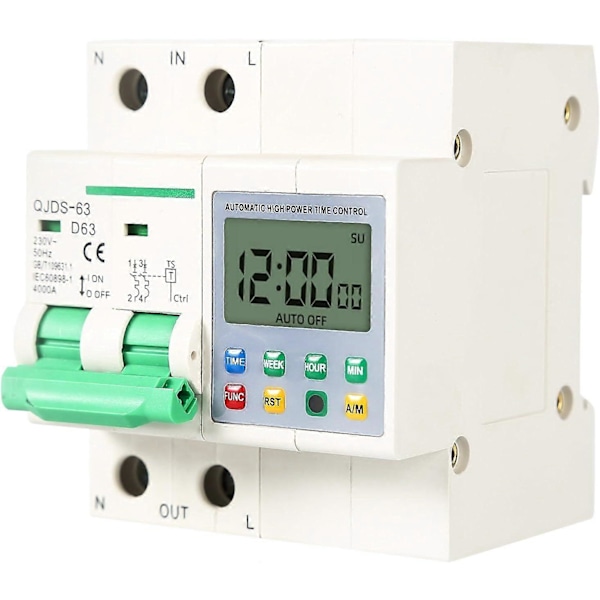 Timer, Automatisk tidsbryter Høyeffekt tidsstyringsbryter med 16 grupper justerbar tidskontroller for husholdningsapparater, 2P 63A AC230V