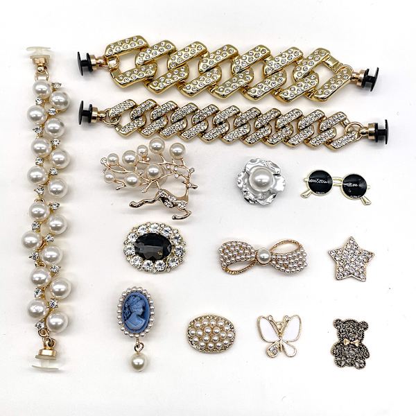 13 stk. 3D Clog-sandaler Ornamenter (Rhinestone Pearl), Sko Charms